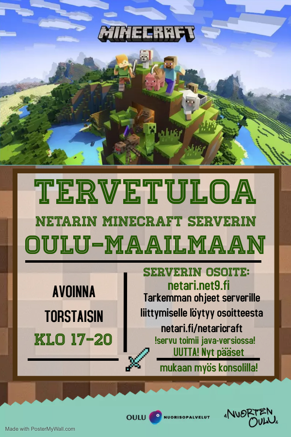 Minecraft Oulu-maailma mainos.